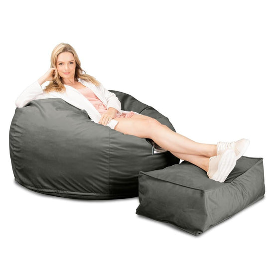 Lounge Pug, CloudSac 510 XL, Grand Pouf à Mémoire de Forme, Canapé, Velours Anthracite