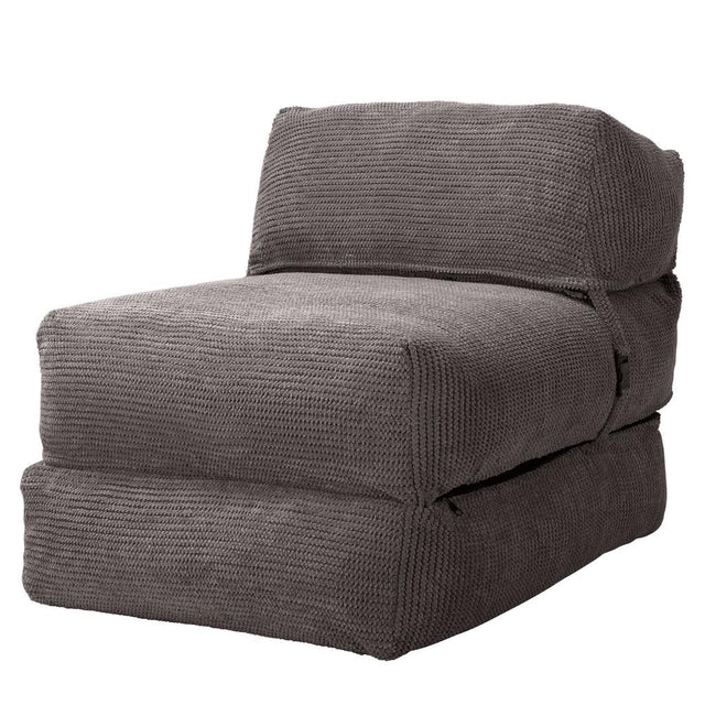 Lounge Pug, Avery, Fauteuil Futon, Unique, Pompon Anthracite