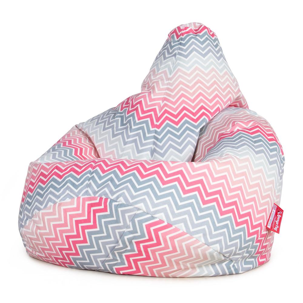 LOUNGE PUG - Pouf Poire Gamer - Poire - Imprimé Géométrique Chevron Rose