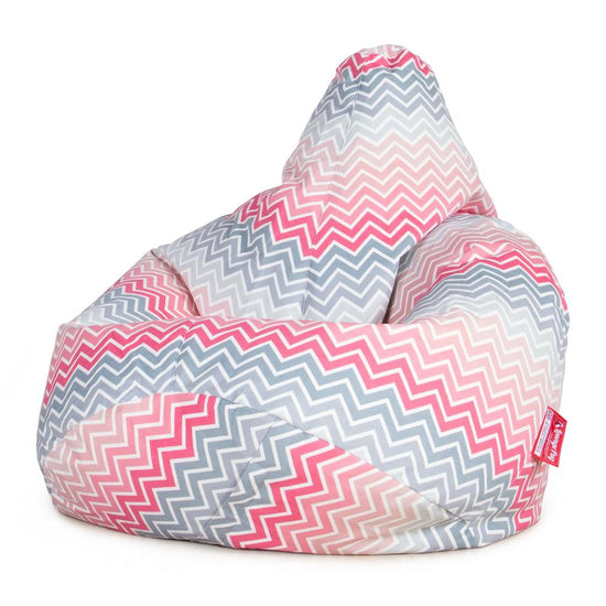 LOUNGE PUG - Pouf Poire Gamer - Poire - Imprimé Géométrique Chevron Rose