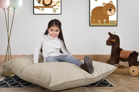 LOUNGE PUG -  Velours  - Gros Pouf Enfant, Pouf Geant Enfant - Vison