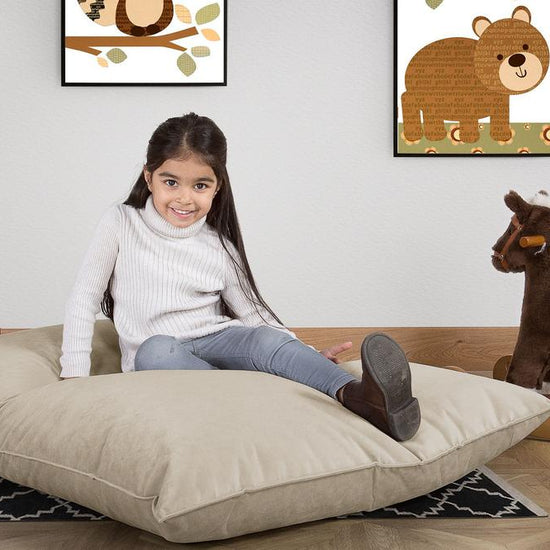 LOUNGE PUG -  Velours  - Gros Pouf Enfant, Pouf Geant Enfant - Vison