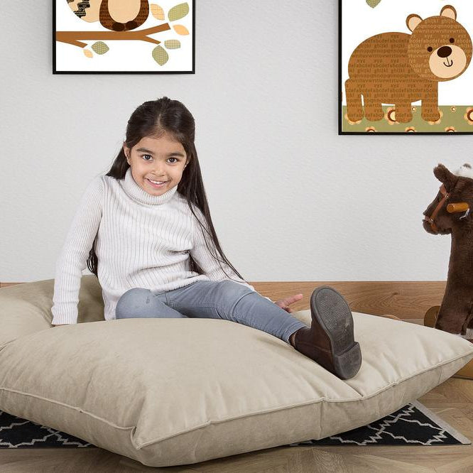 LOUNGE PUG -  Velours  - Gros Pouf Enfant, Pouf Geant Enfant - Vison