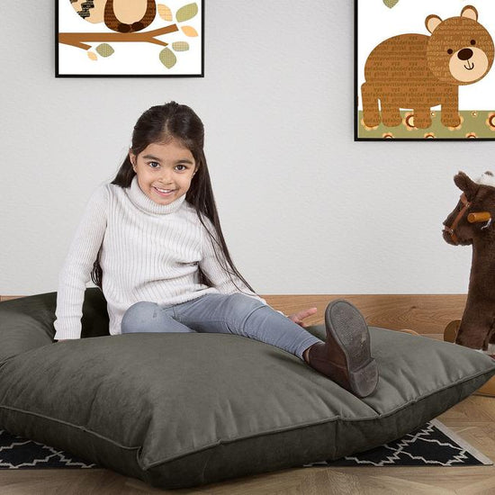 LOUNGE PUG -  Velours  - Gros Pouf Enfant, Pouf Geant Enfant - Anthracite