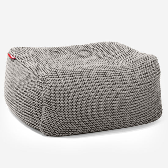 LOUNGE PUG -  Ellos Tricoté - Pouf Repose Pied - Gris