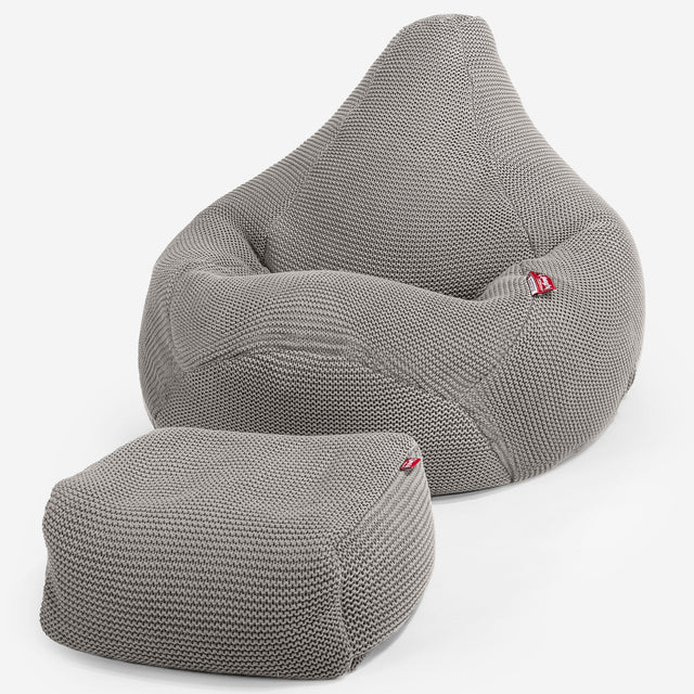 LOUNGE PUG - Pouf Poire Gamer - Poire - Ellos Tricoté Gris