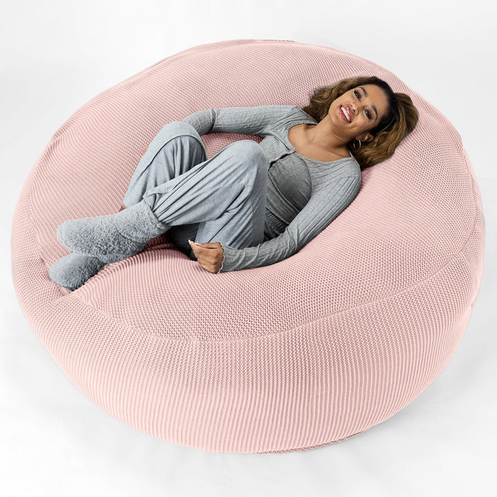 LOUNGE PUG -  Ellos Tricoté - Canapé Pouf Géant 'Grande Mammouth' - Pouf Canapé - Gros Pouf - Bébé rose