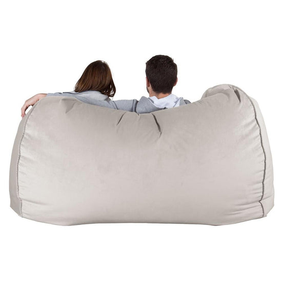 LOUNGE PUG, Gros Pouf Canapé, Pouf Geant, Velours Argent