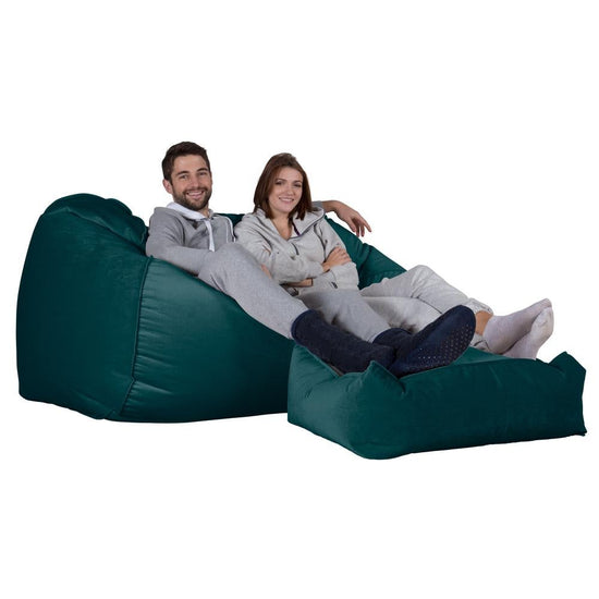 LOUNGE PUG, Gros Pouf Canapé, Pouf Geant, Velours Mer Égéé