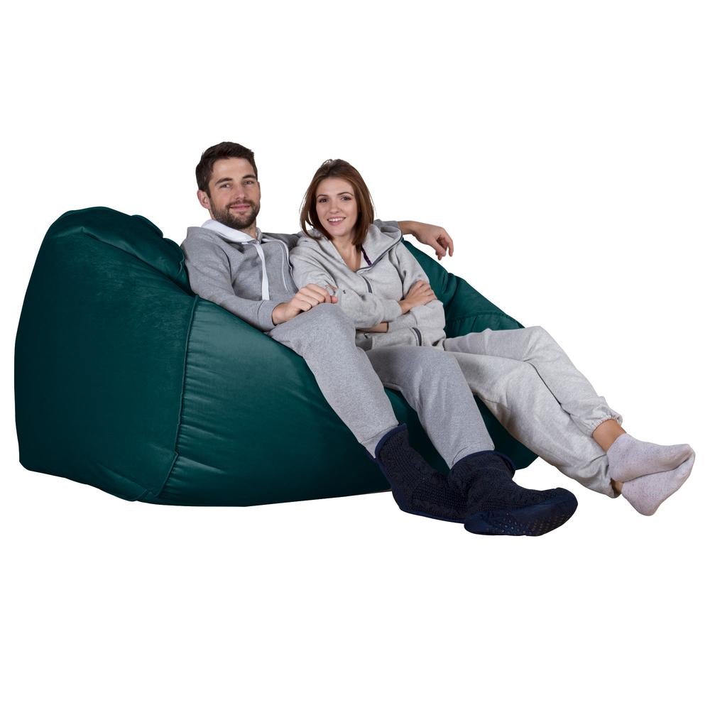 LOUNGE PUG, Gros Pouf Canapé, Pouf Geant, Velours Mer Égéé