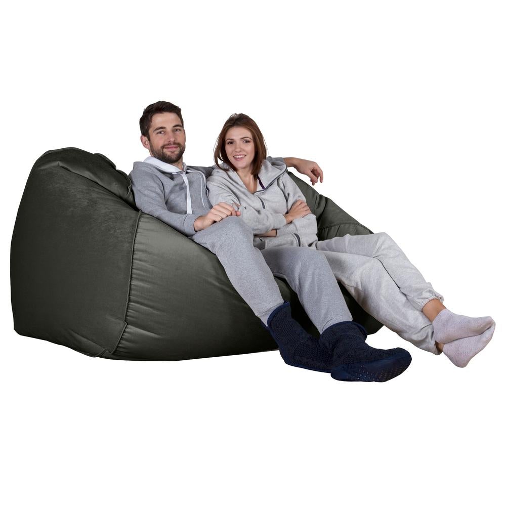 LOUNGE PUG, Gros Pouf Canapé, Pouf Geant, Velours Anthracite