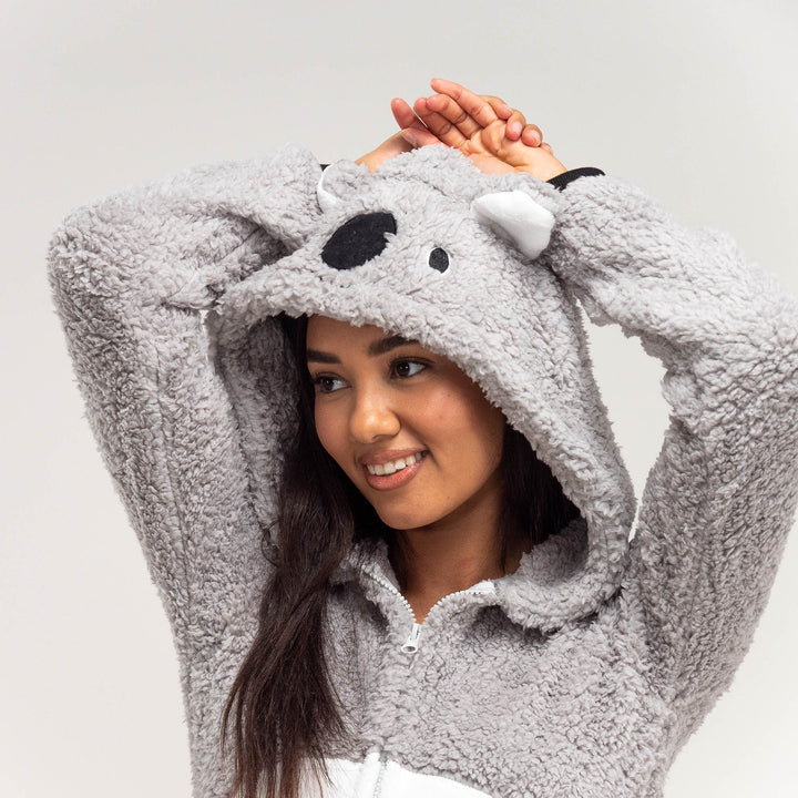 Combinaison Pyjama Koala en Polaire pour femmes taille S XL Gris Blanc Big Bertha Original CHF