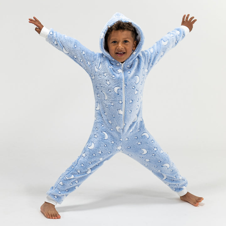 Combinaison Pyjama polaire pour enfants Lune 5 10 ans Bleu Blanc Big Bertha Original CHF