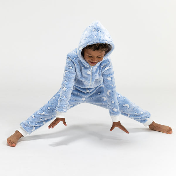 Combinaison Pyjama Polaire pour Enfants, Lune Fabric Close-up Image