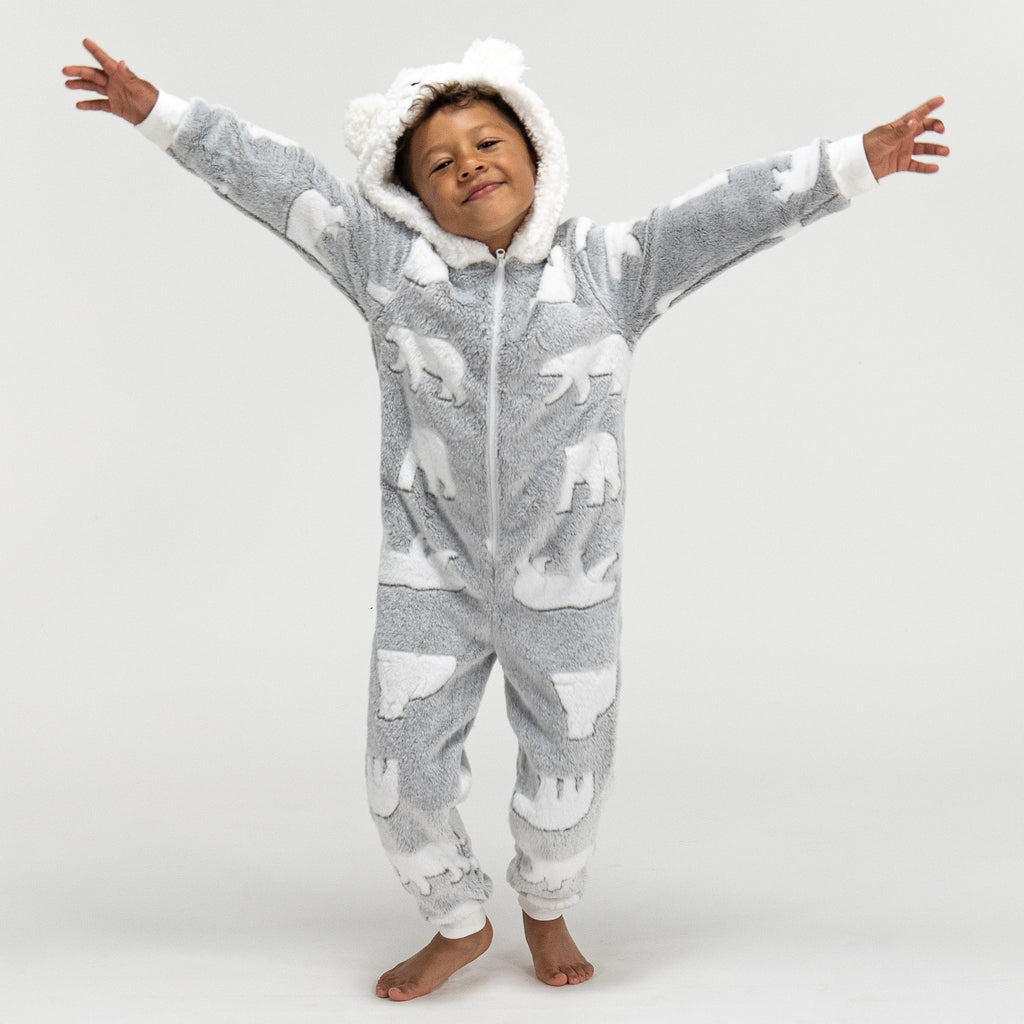 Combinaison Pyjama Polaire pour Enfants, Ours Polaire 02