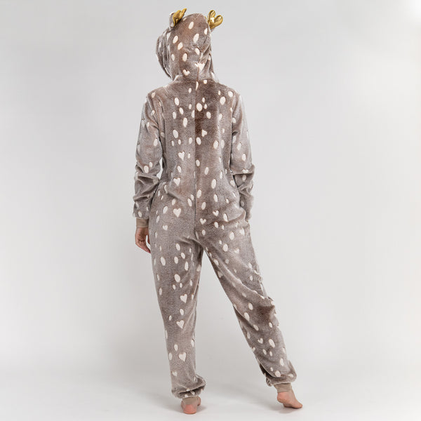 Combinaison Pyjama Renne en Polaire pour Femmes Fabric Close-up Image