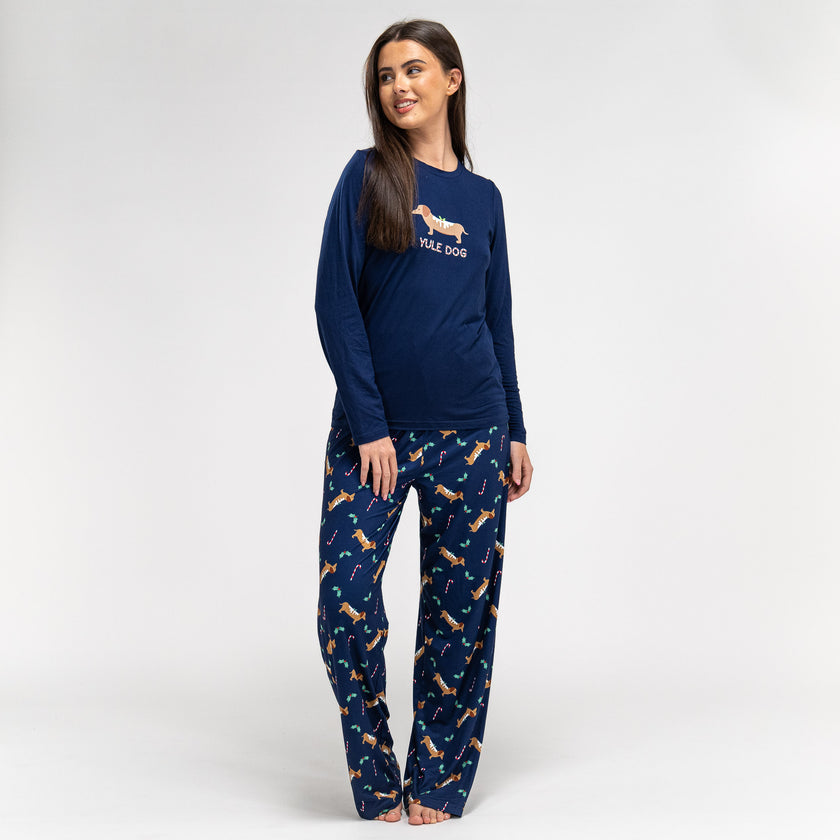 Ensemble pyjama de Noël rouge et bleu marine en velours