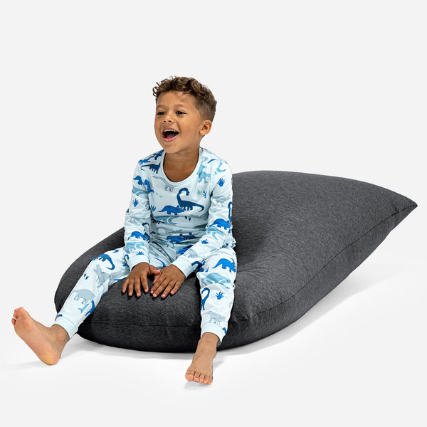 Grand Pouf pour Enfants 2-6 ans - Coton Élastique Anthracite 01