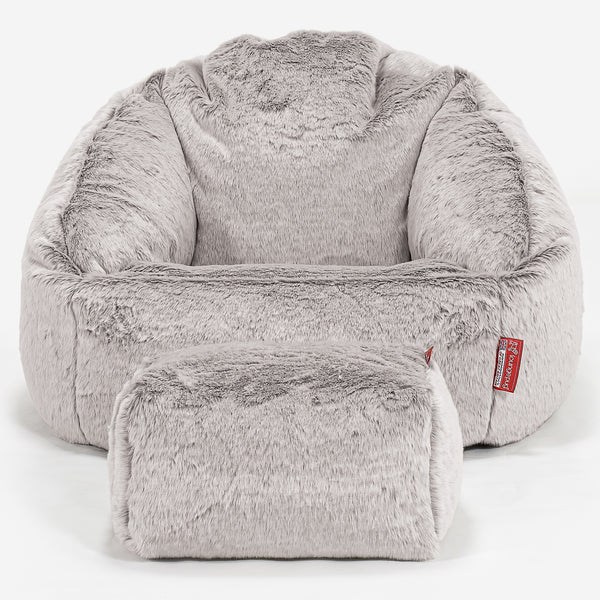 Pouf Chaise Bubble - Fausse Fourrure Lapin Gris clair 01