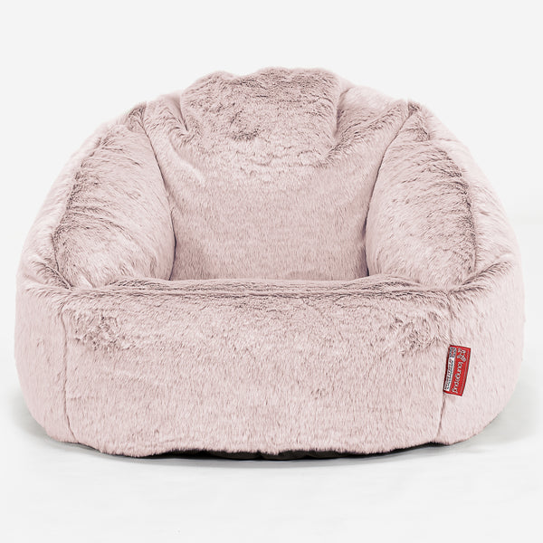 Pouf Chaise Bubble - Fausse Fourrure Lapin Rose Pastel 01