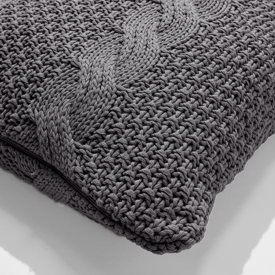 Coussin 47 x 47cm - 100% Coton Cable Gris 02