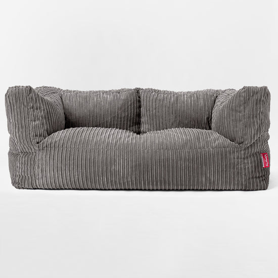 Canapé Pouf Géant Albert pour Enfants 2 places 3-14 ans - Côtelé Anthracite 03