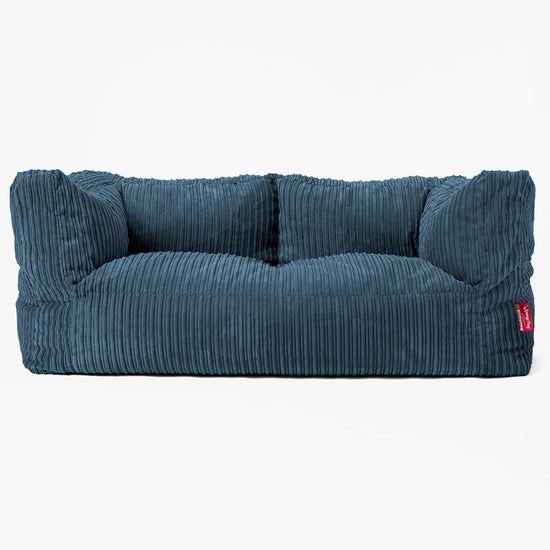 Canapé Pouf Géant Albert pour Enfants 2 places 3-14 ans - Côtelé Bleu Marine 02