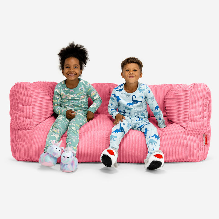 Canapé Pouf Géant Albert pour Enfants 2 places 3-14 ans - Côtelé Corail 01