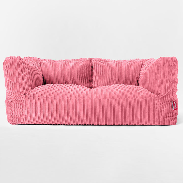Canapé Pouf Géant Albert pour Enfants 2 places 3-14 ans - Côtelé Corail 03