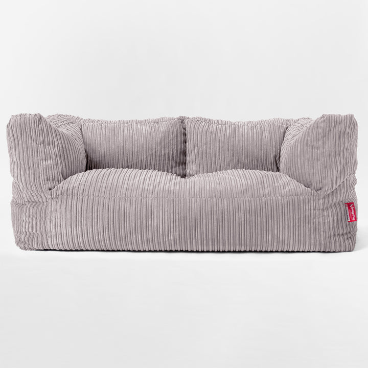 Canapé Pouf Géant Albert pour Enfants 2 places 3-14 ans - Côtelé Gris Argent 03