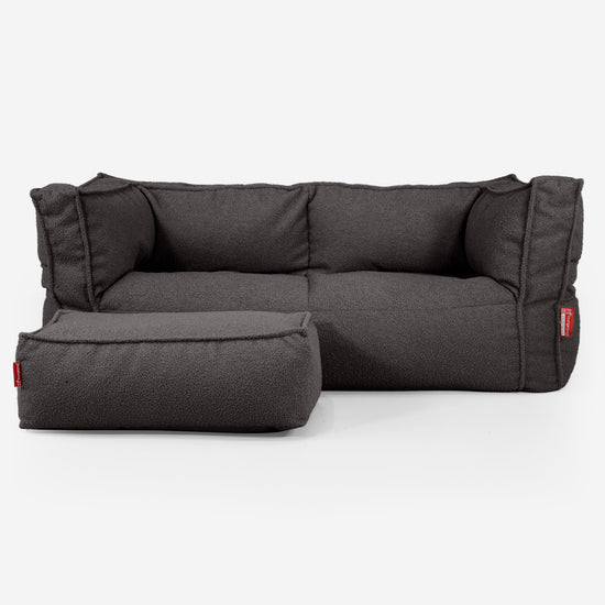 Canapé Pouf Albert 2 places - Bouclé Anthracite_02