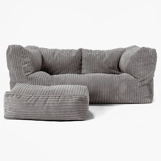 Canapé Pouf Albert 2 places - Côtelé Anthracite 02