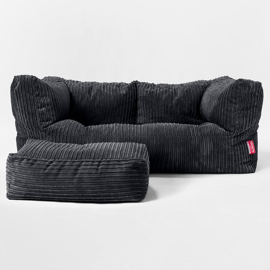 Canapé Pouf Albert 2 places - Côtelé Noir 02