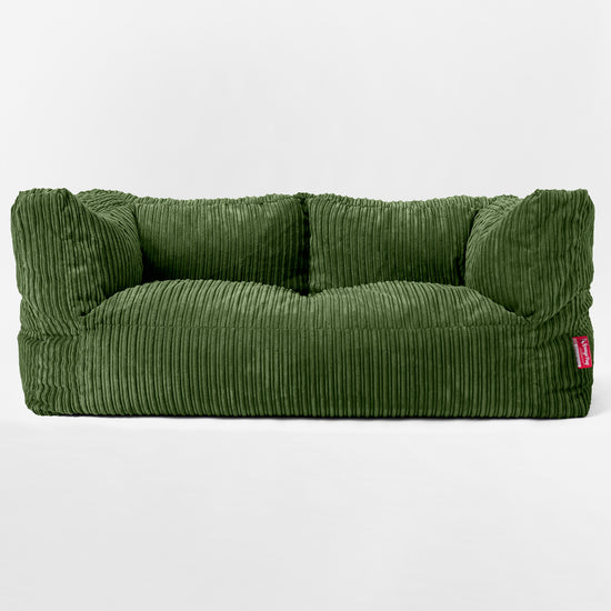 Canapé Pouf Albert 2 places - Côtelé Vert Forêt 01