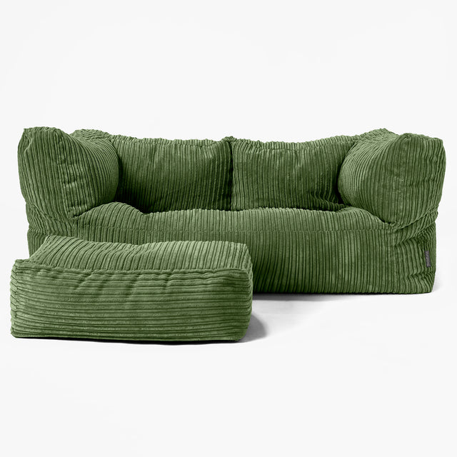 Canapé Pouf Albert 2 places - Côtelé Vert Forêt 02