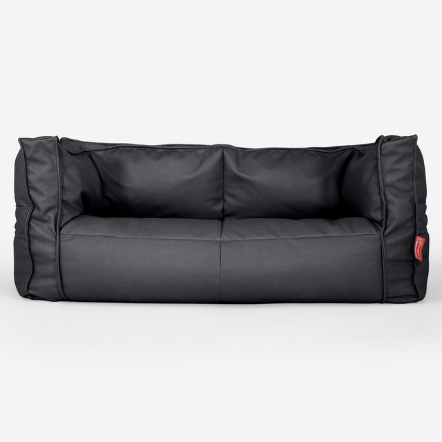 Canapé Pouf Albert 2 places - Cuir Végan Noir 01