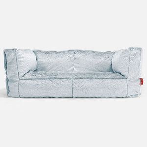 Canapé Pouf Albert 2 places - Fausse Fourrure Lapin Bleu Pastel