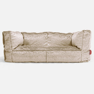 Canapé Pouf Albert 2 places - Fausse Fourrure Lapin Brun Doré