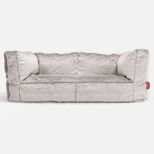 Canapé Pouf Albert 2 places - Fausse Fourrure Lapin Gris clair