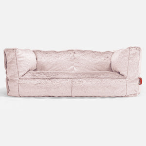 Canapé Pouf Albert 2 places - Fausse Fourrure Lapin Rose Pastel