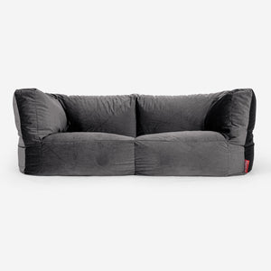 Canapé Pouf Albert 2 places - Velours Anthracite
