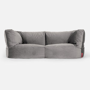 Canapé Pouf Albert 2 places - Velours Argent
