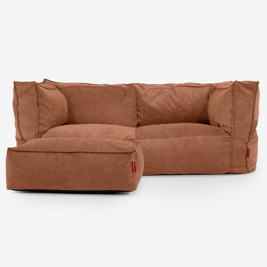 Canapé Pouf Albert 2 places - Velours Côtelé Fin Ambre 02