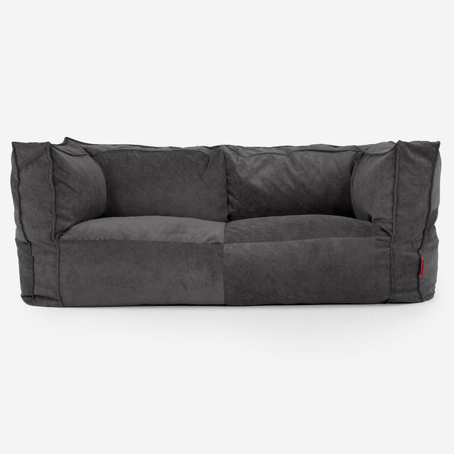 Canapé Pouf Albert 2 places - Velours Côtelé Fin Anthracite 01