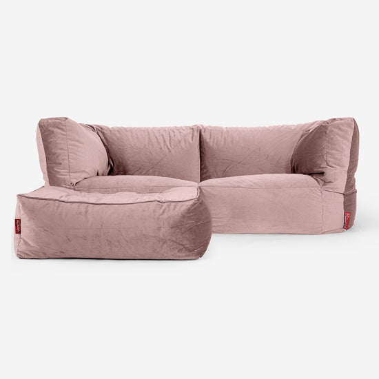 Canapé Pouf Albert 2 places - Velours Rose 02