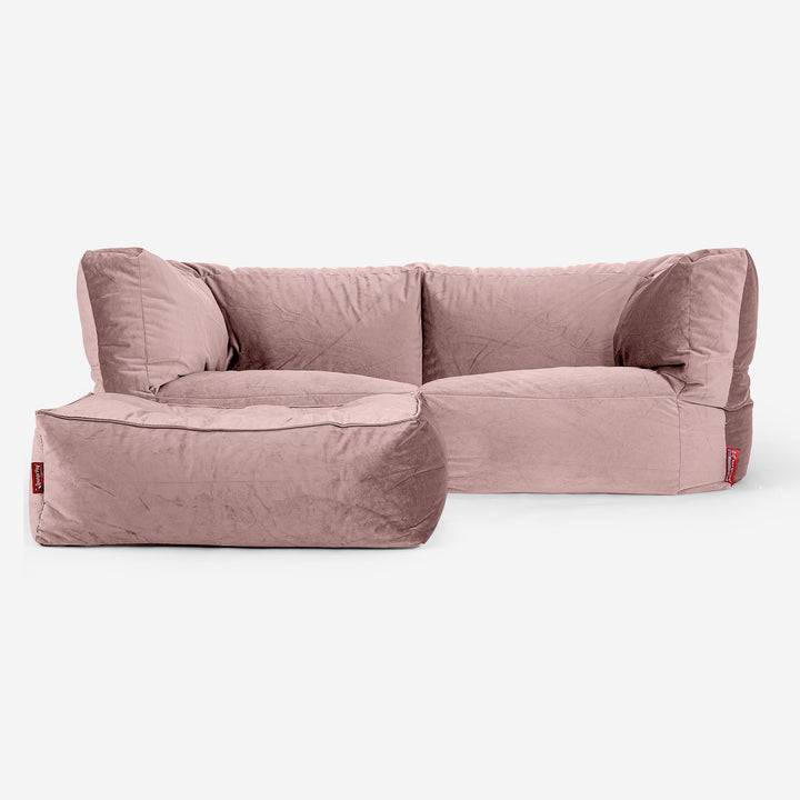 Canapé Pouf Albert 2 places - Velours Rose 02