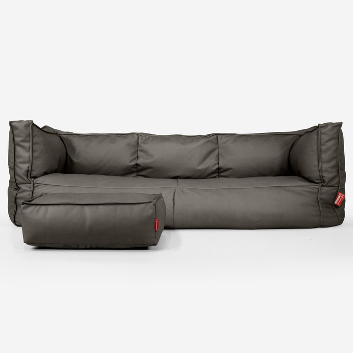 Canapé Pouf Albert 3 places - Cuir Végan Gris 02