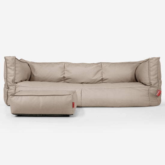 Canapé Pouf Albert 3 places - Cuir Végan Ivoire 02