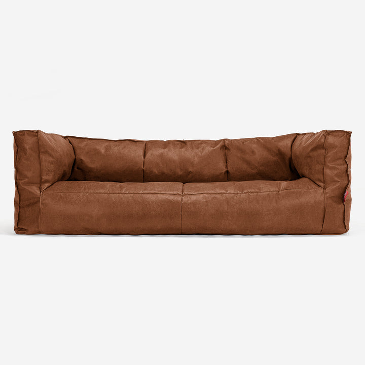 Canapé Pouf Albert 3 places - Cuir Vintage Camel 01