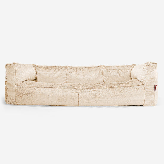 Canapé Pouf Albert 3 places - Fausse Fourrure Lapin Blanc 01